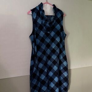 Crown & Ivy Blue and Black Plaid Ruffle Dress